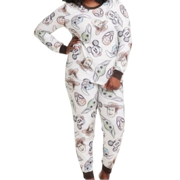 NEW Small Disney 100 Year's 2PC Pajamas, Disney + Marvel + Star Wars PJ's - Picture 1 of 9